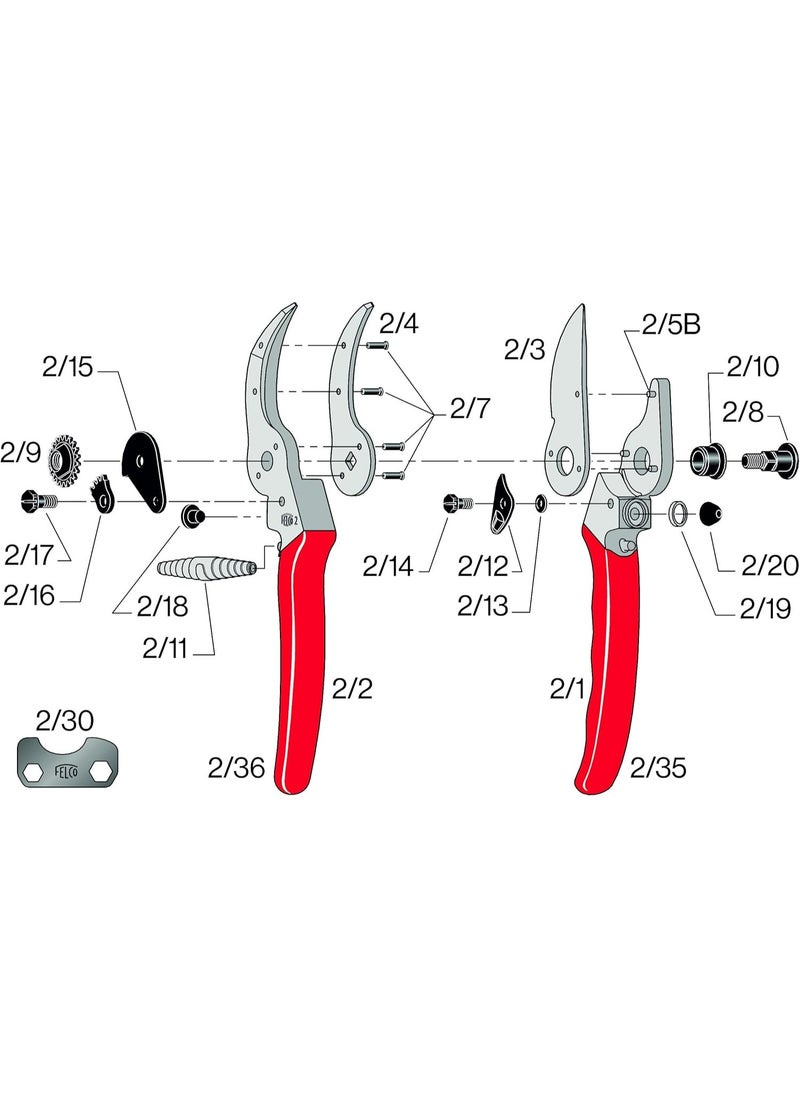 FELCO - FELCO F-2 068780 Classic Manual Hand Pruner, F 2, Red - Image 1
