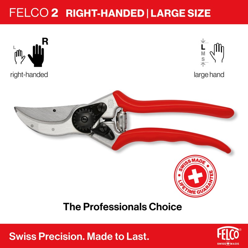 Felco F2 Pruning Shears â€“ 9.25" Swiss-Made Garden Clippers for Professional Pruning | Hand Pruners for Gardening | Garden Tool Cutter with Precision Bypass Blade, Aluminum Body, Replaceable Parts - Image 3