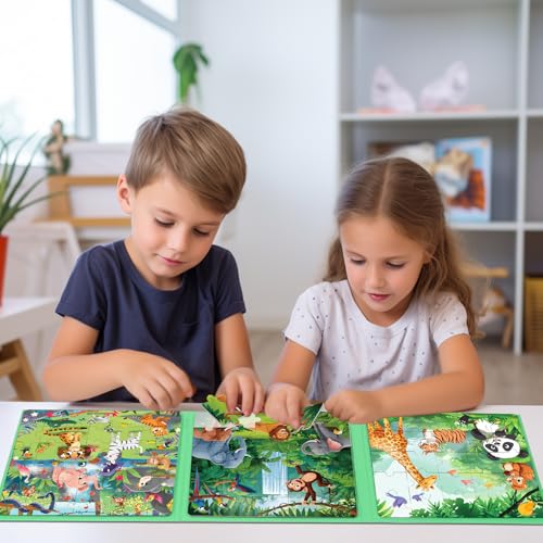 Ranqibo Magnetic Puzzles for Toddlers 35 75Pieces Travel Toys Animal Jungle Puzzles Ages 46 Educational Learning Magnets Road Car Trip Airplane Activities Toys for 3 4 5 6 7 Girls Boys Gift - Image 5