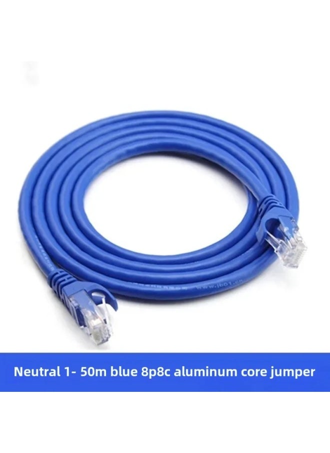 Generic Computer Network Router Wide Band Aluminum Core Cable 5 Class Home Use 8 Core Twisted Network Cable RJ45 Port-Color:15 M Network Cable Blue  - Image 1