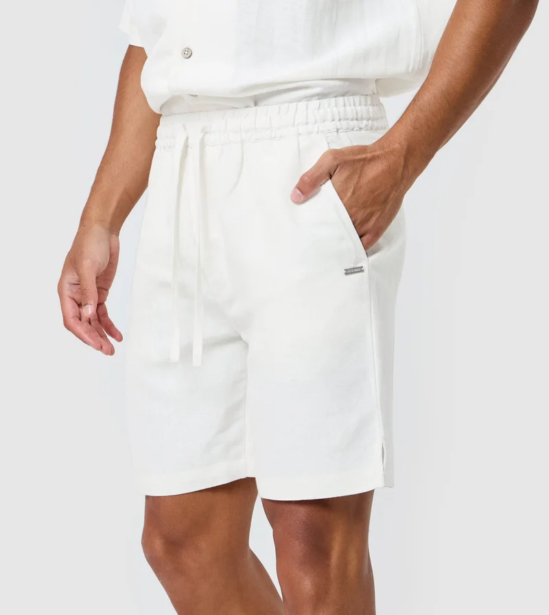 إف5 Men's Linen Embroidered Shorts