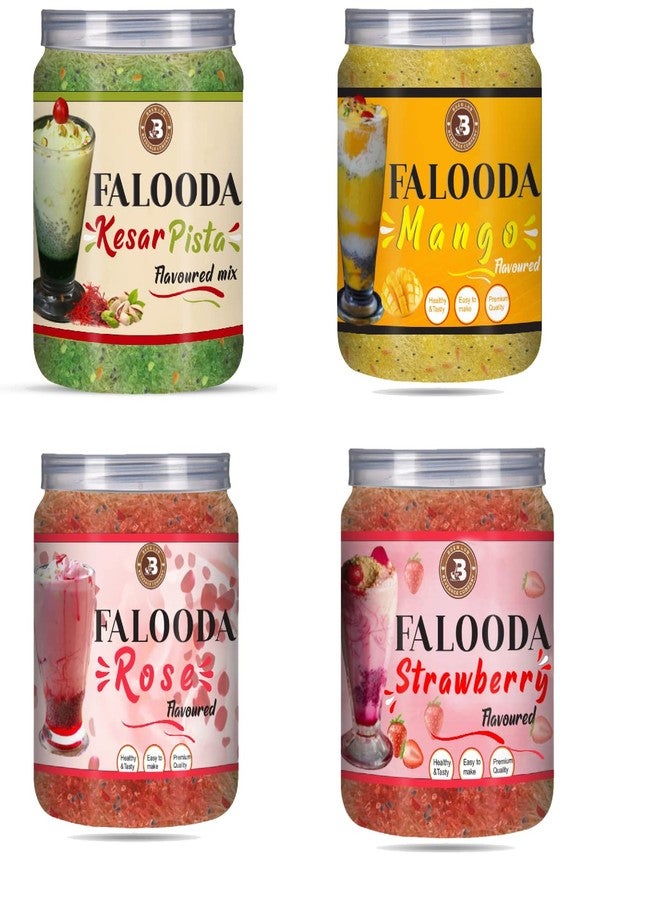Brew Lab Combo-Instant Falooda Mix | Kesar Pista, Mango, Rose, Strawberry Flavour Each 250 g - Image 1