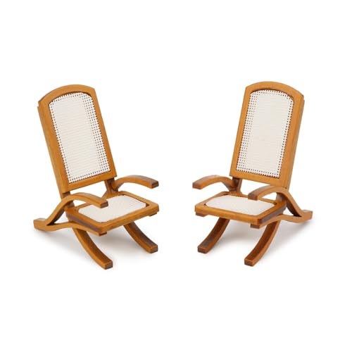 Cutemini 2PCS Retro Vintage Brown Wooden 112 Scale Dollhouse Chair Furniture Accessory - Image 1