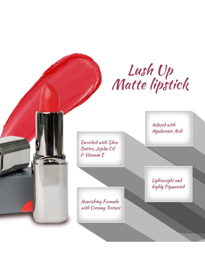 Lenphor Lush Up Matte Lipstick | Long Lasting & Lightweight Lipstick | Royal Red - Image 2