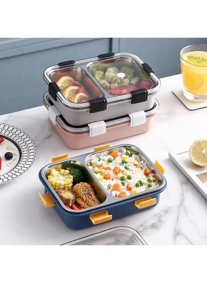 Clazkit 2 Compartment Stainless Steel Lunch Box, Leakage Proof Lunch Box for School Kids and Adults Pack of 1 Blue,750ML - Image 5