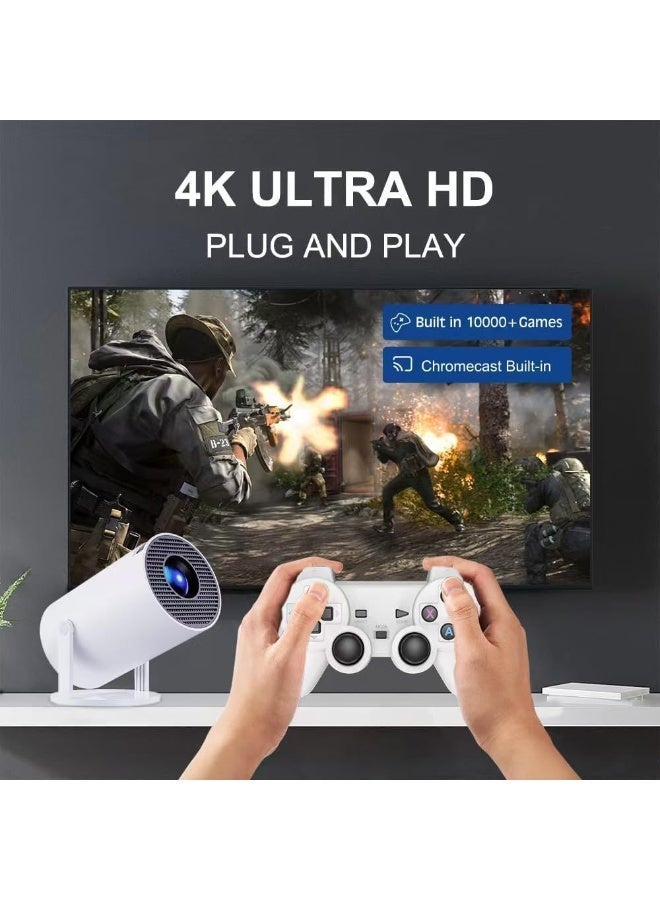 X10 Plus Retro Game Console with Projector，4K HD Portable Projector with 10000+ Games，Plug and Play TV Video Game Stick，Android TV 11.0 Smart Projector with 2.4g Wireless Controllers - Image 2