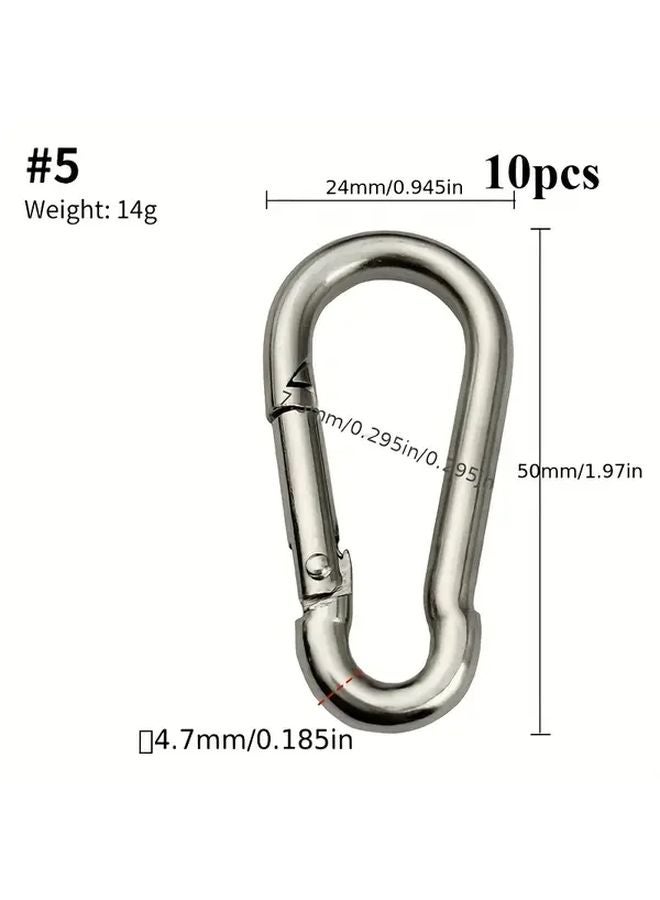 10 Pack 5 Color Spring Snap Quick Connectors Heavy Duty Iron Buckles for Outdoor Camping Hiking Fishing - Image 1