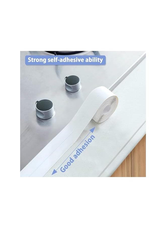 PROMASS - 2 Rolls Bath Sealant Strip 21ft Self Adhesive Caulk Strip Bathroom Sealant Anti Mould Sealing Tape for Kitchen Waterproof Sealant Tape for Sink Toilet Wall Corner(white) - Image 1