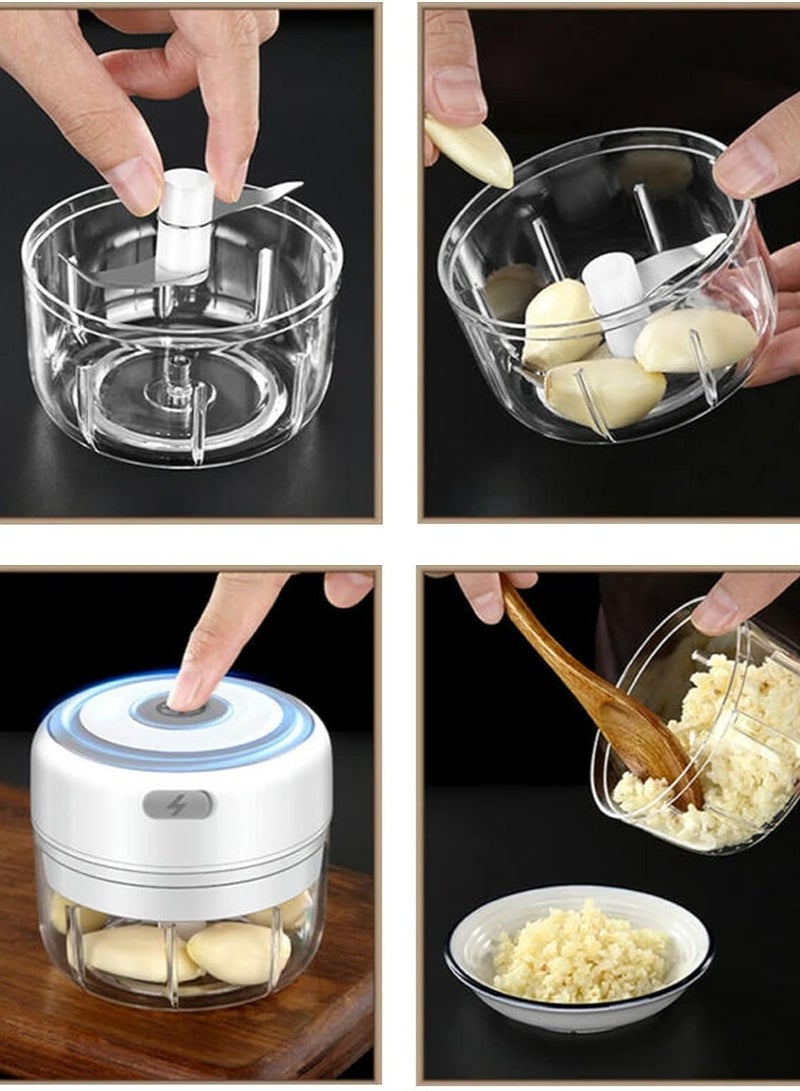 عام مفرمة ثوم كهربائية صغيرة، مفرمة طعام صغيرة USB سعة 100 مل، مفرمة ثوم، مفرمة خضروات، مفرمة بصل، محضرة طعام صغيرة محمولة للثوم والزنجبيل والفلفل الحار والخضروات - Image 5