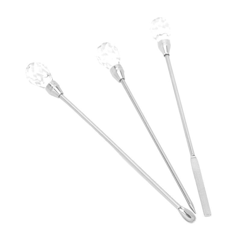 3Pcs Professional Nail Art Stirring Rod Spatula Set Stainless Steel Needle Stick Nail DIY ToolsTransparent - Image 5