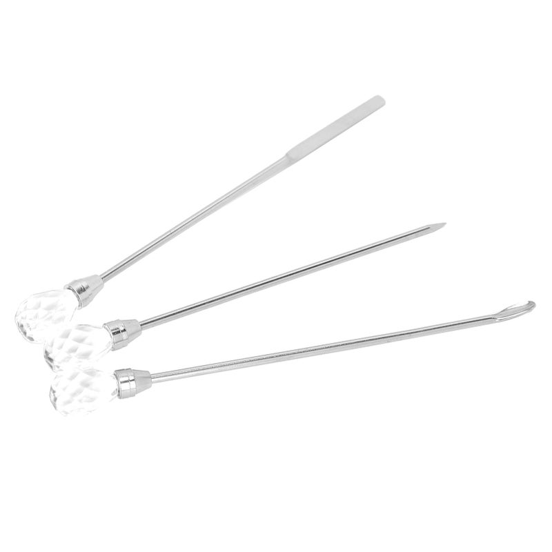 3Pcs Professional Nail Art Stirring Rod Spatula Set Stainless Steel Needle Stick Nail DIY ToolsTransparent - Image 1