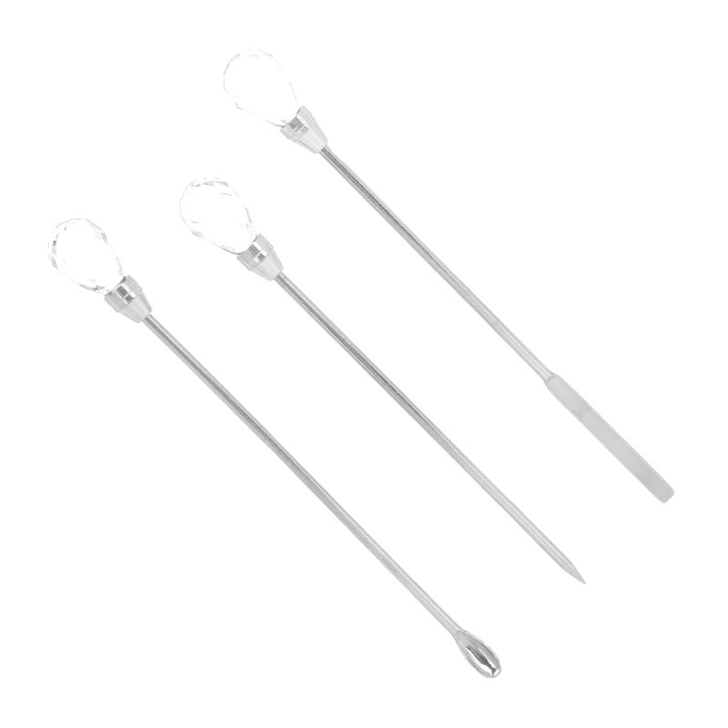 3Pcs Professional Nail Art Stirring Rod Spatula Set Stainless Steel Needle Stick Nail DIY ToolsTransparent - Image 3