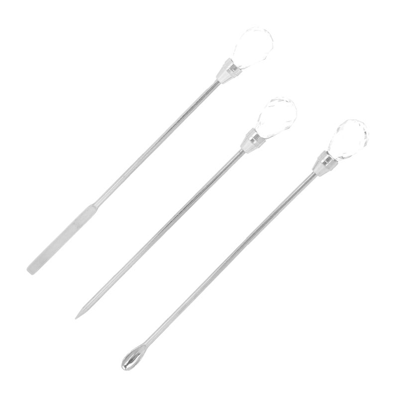 3Pcs Professional Nail Art Stirring Rod Spatula Set Stainless Steel Needle Stick Nail DIY ToolsTransparent - Image 4