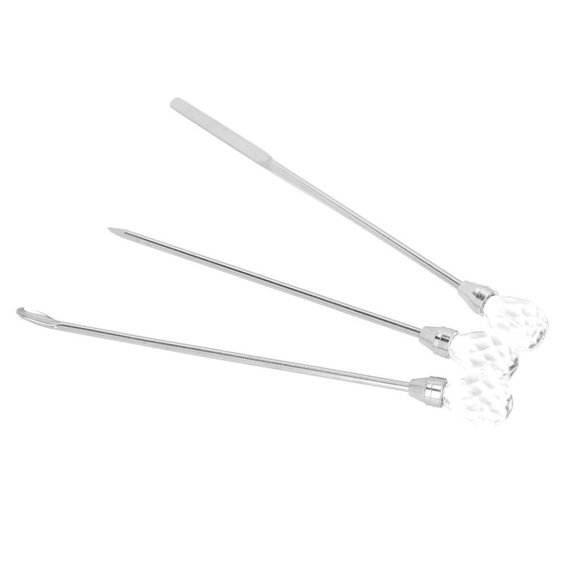3Pcs Professional Nail Art Stirring Rod Spatula Set Stainless Steel Needle Stick Nail DIY ToolsTransparent - Image 2