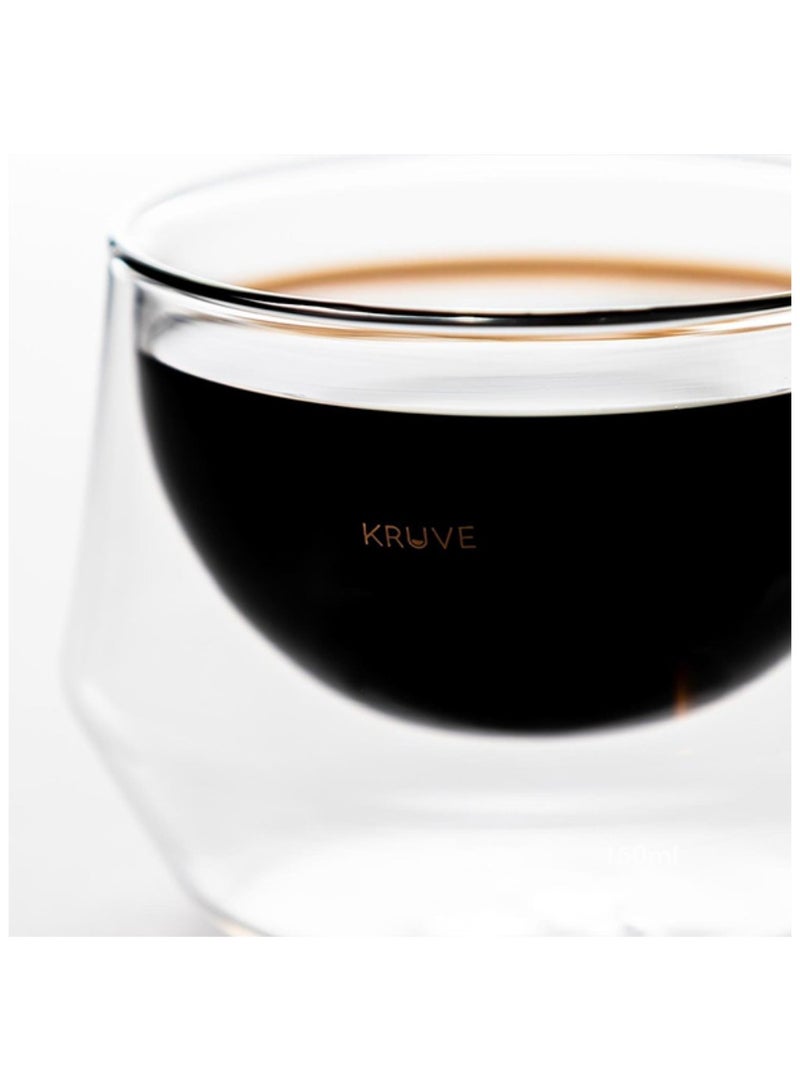 Kruve Imagine Coffee Glasses, Double-Walled Hand-Blown  Borosilicate Glass, Design Optimized for latte art - 150ml - Image 2