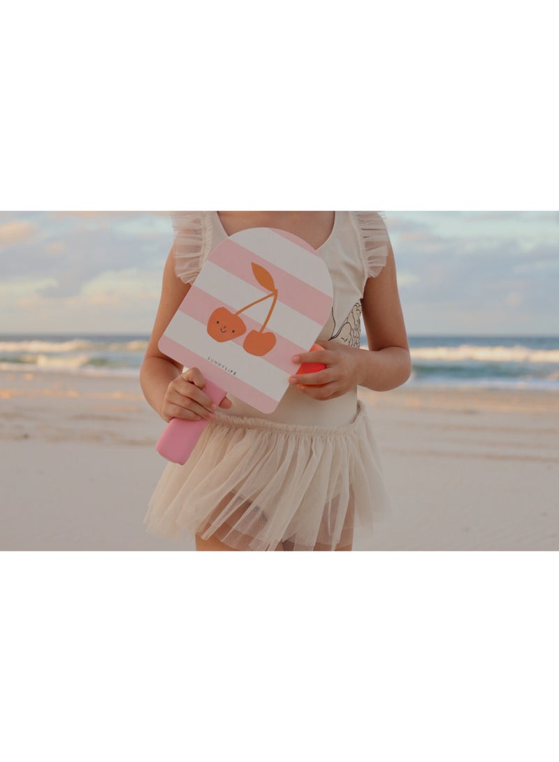 SUNNY LIFE Kids Velcro Beach Bats Set – Cotton Candy Cherry Design with Matching Ball – Outdoor Paddle Game Toy for Children – Lightweight & Safe Summer Activity for Girls & Boys - Image 2