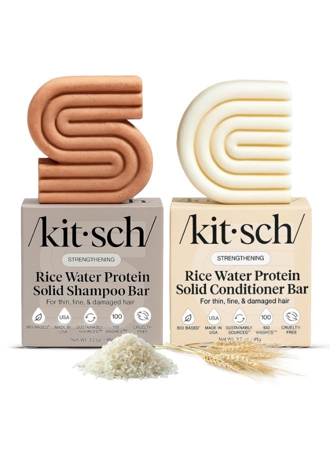 Kitsch Rice Water Protein Solid Shampoo and Conditioner Set for Hair Growth â€“ Strengthening Hair Care Duo w/Rice Protein & Vitamins for Damage Repair â€“ Paraben, Sulfate & Silicone Free, Made in USA - Image 1