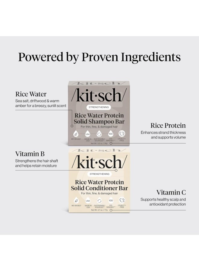 Kitsch Rice Water Protein Solid Shampoo and Conditioner Set for Hair Growth â€“ Strengthening Hair Care Duo w/Rice Protein & Vitamins for Damage Repair â€“ Paraben, Sulfate & Silicone Free, Made in USA - Image 2