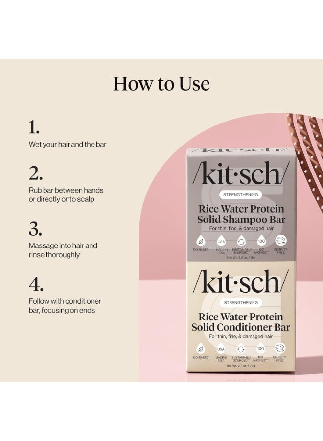 Kitsch Rice Water Protein Solid Shampoo and Conditioner Set for Hair Growth â€“ Strengthening Hair Care Duo w/Rice Protein & Vitamins for Damage Repair â€“ Paraben, Sulfate & Silicone Free, Made in USA - Image 5