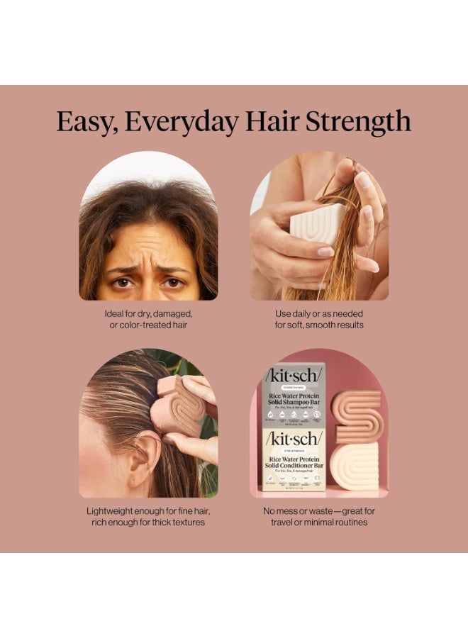 Kitsch Rice Water Protein Solid Shampoo and Conditioner Set for Hair Growth â€“ Strengthening Hair Care Duo w/Rice Protein & Vitamins for Damage Repair â€“ Paraben, Sulfate & Silicone Free, Made in USA - Image 3