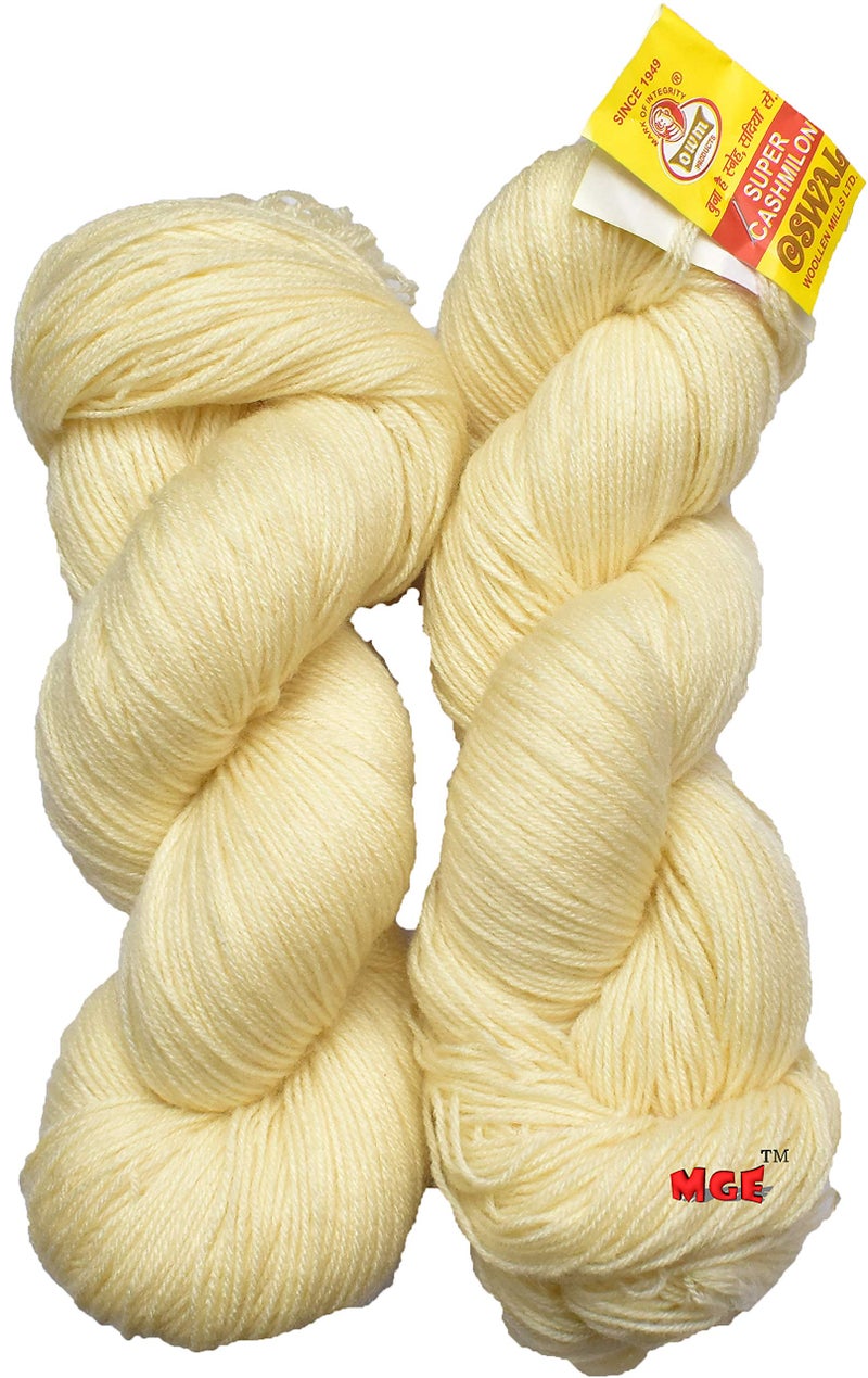 Oswal Knitting Yarn 3 ply Wool, Cream 300 gm Best Used with Knitting Needles, Crochet Needles Wool Yarn for Knitting. by Oswal - Image 1