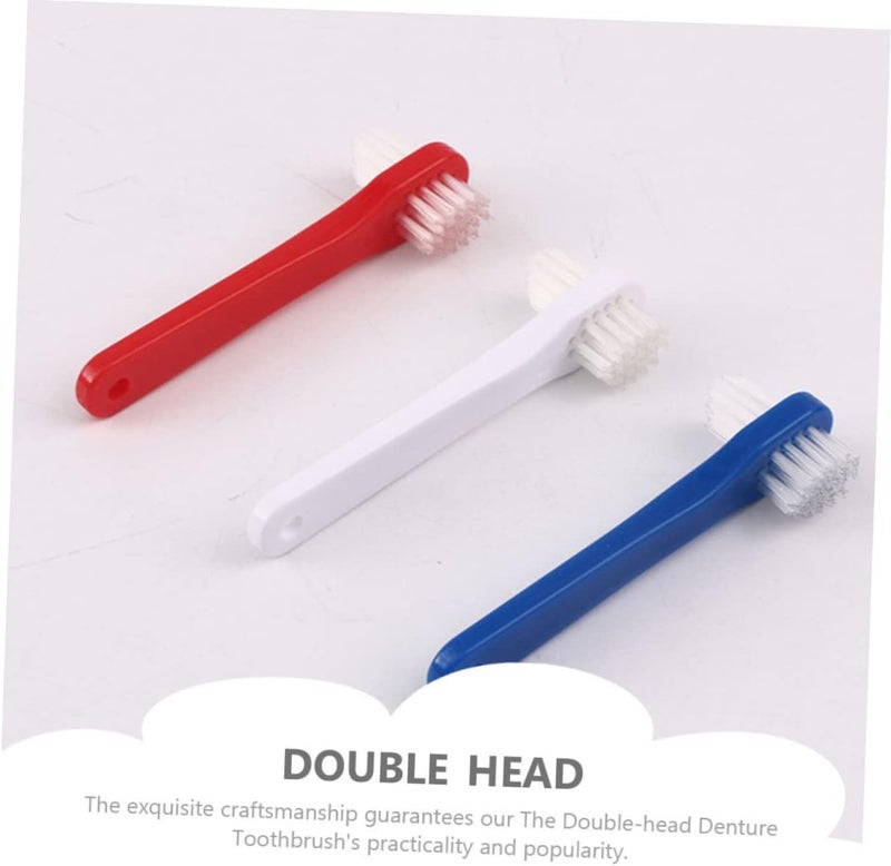 Didiseaon 2pcs Double-Head Denture Toothbrush Ergonomic Design for Oral Blind Area Cleaning Blue Red Denture Care and Maintenance - Image 5