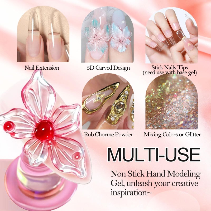 NAIL GIL NAILGIL Solid Builder Gel For Nails, Non-Sticky Hand 3D Sculpting Hard Gel for Art Carving Modeling and Extension, Clear 15g Tool Kit - Image 2