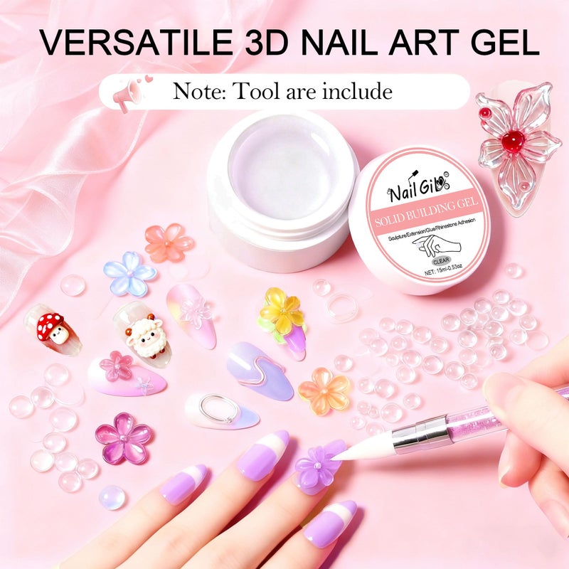 NAIL GIL NAILGIL Solid Builder Gel For Nails, Non-Sticky Hand 3D Sculpting Hard Gel for Art Carving Modeling and Extension, Clear 15g Tool Kit - Image 5
