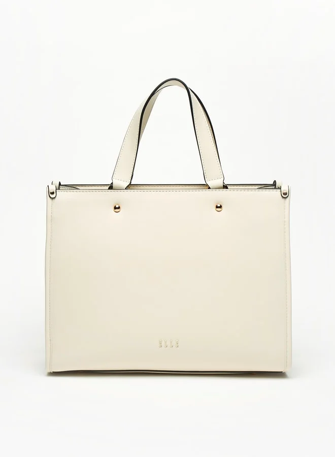 ايل Women Logo Embroidered Tote Bag with Detachable Strap and Zip Closure
