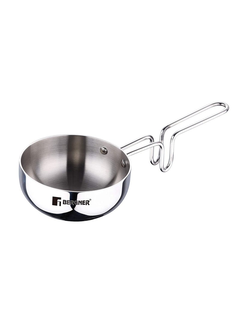 Bergner TriPro TriPly Stainless Steel 12cm Tadka Pan, 500ml Capacity, For Spice Tempering/Seasoning, Long Wire Handle, Laser-Etched Scale, Smooth Finished Surface, Induction Bottom and Gas Stove Ready - Image 5