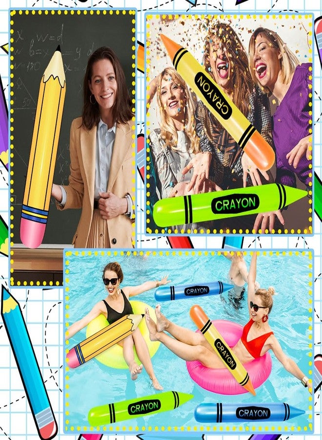 Denylo pro 6 Pieces Inflatable Crayon Pencil Balloon Set Multicolor Back to School Party School Decoration for Classroom Playground Indoor Outdoor Birthday Party Decoration Available - Image 5