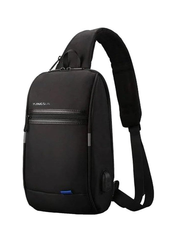 Generic Sling Bag Shoulder Backpack USB Anti-Theft Crossbody Chest Bags Waterproof Casual Daypack for Men Women(Black)  - Image 1