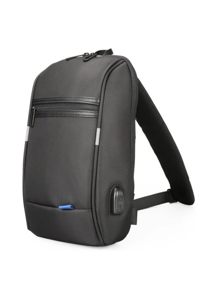 Generic Sling Bag Shoulder Backpack USB Anti-Theft Crossbody Chest Bags Waterproof Casual Daypack for Men Women(Black)  - Image 2