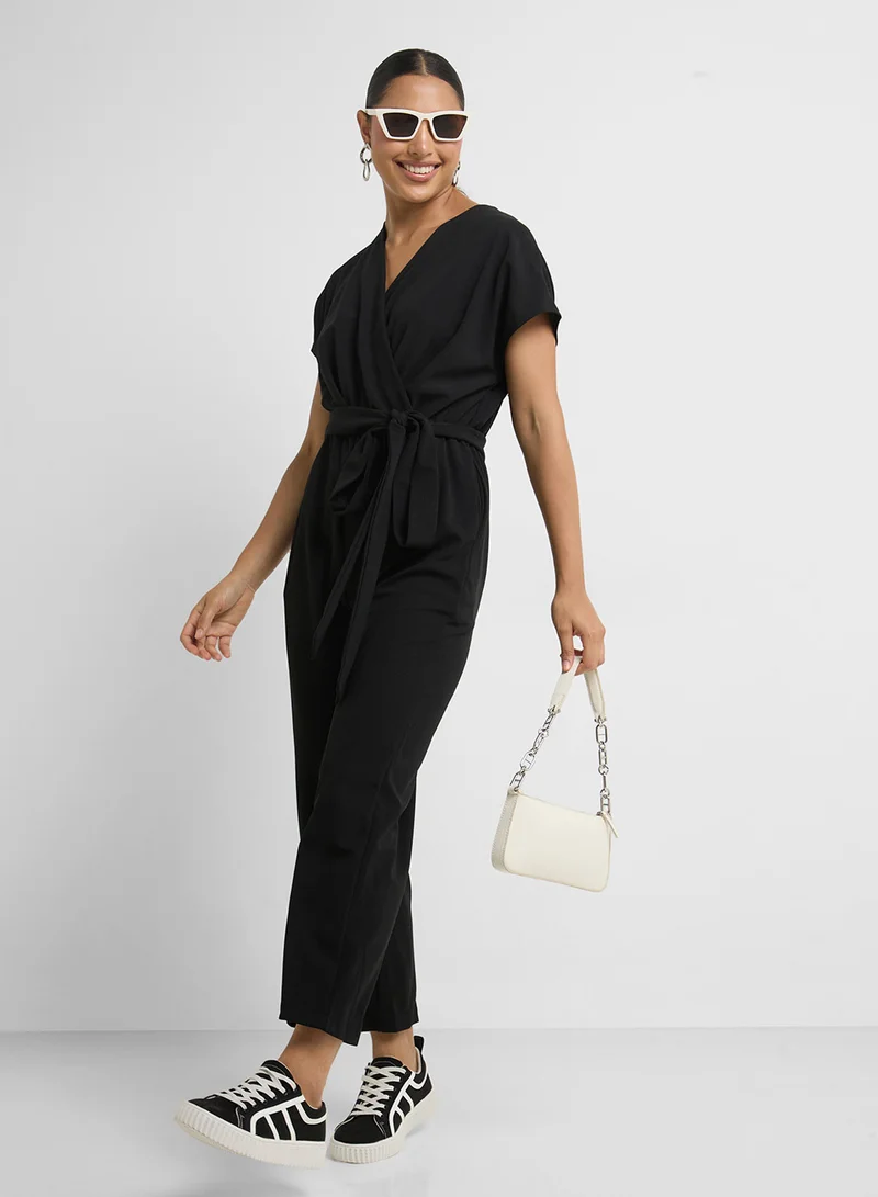 Ginger V Neck Wrap Detail Jumpsuit