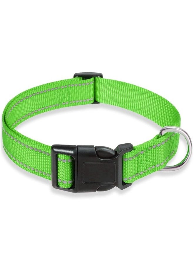 BOOMIBOO - Reflective Dog Collar with Buckle Adjustable Safety Nylon Collars for Small Medium Large Dogs, Grass Green XS - Image 1