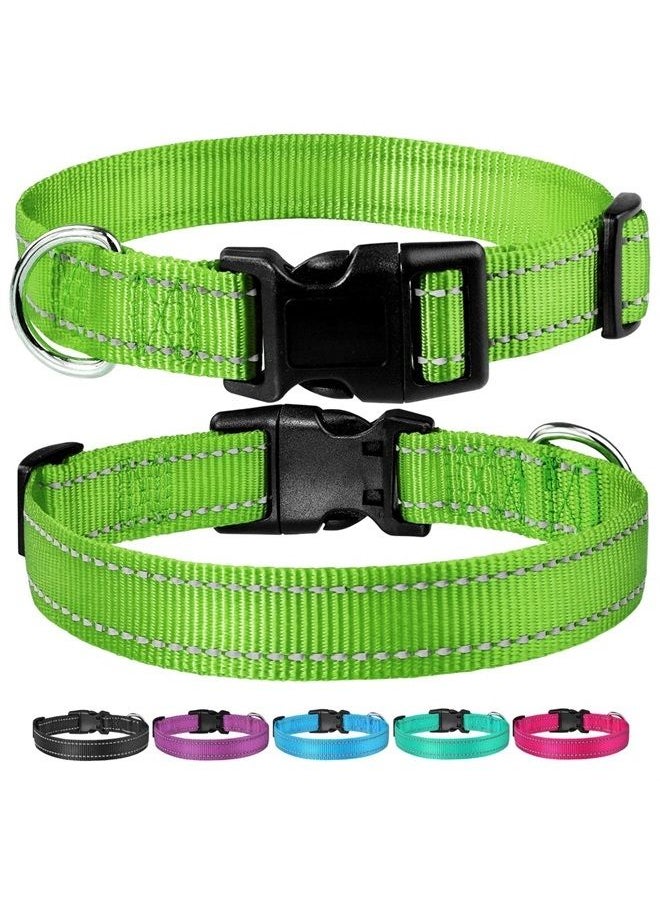 BOOMIBOO - Reflective Dog Collar with Buckle Adjustable Safety Nylon Collars for Small Medium Large Dogs, Grass Green XS - Image 1