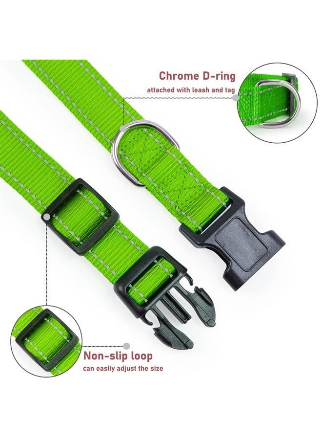 BOOMIBOO - Reflective Dog Collar with Buckle Adjustable Safety Nylon Collars for Small Medium Large Dogs, Grass Green XS - Image 1