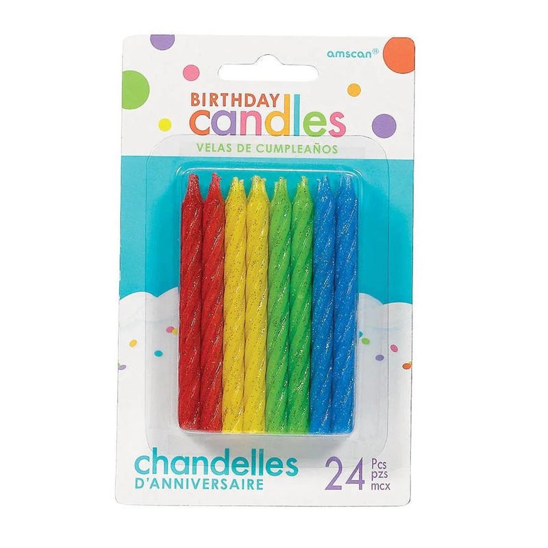 Amscan Elegant Silver Large Spiral Candles - 3.25" Pack of 12 - Ideal for Birthdays - Image 2