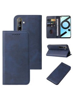 HuHa Case Cover For Realme 6i India Magnetic Closure Leather Phone Case Blue 