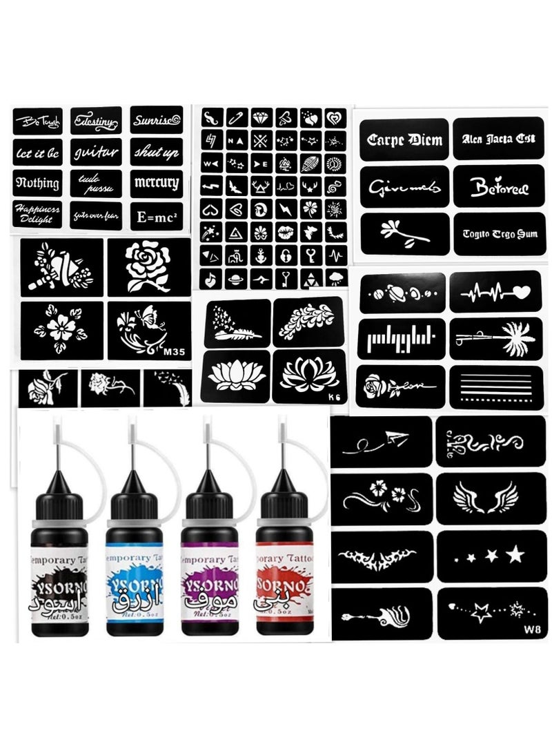 Black and brown and mauve and blue ink tattoos, with 100 cut-out pictures - Image 1