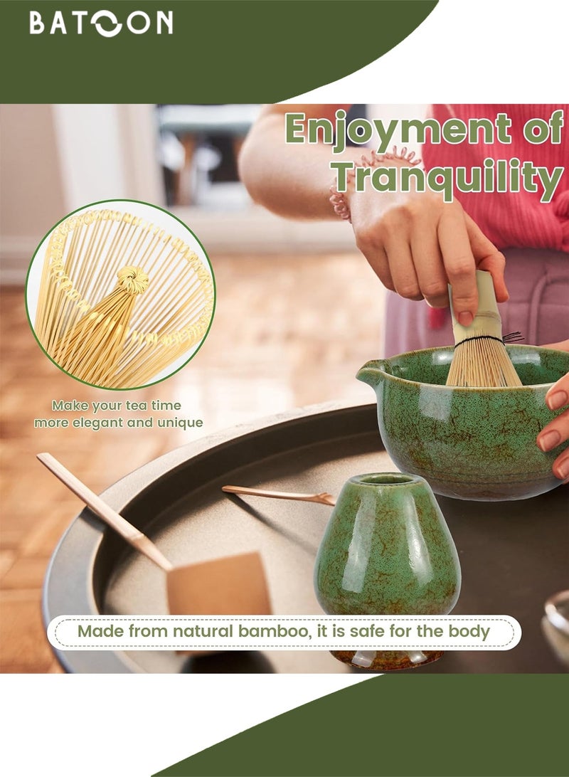 باتون طقم شاي ماتشا من 7 قطع، يتضمن وعاءً، مضرب ماتشا، ملعقة ماتشا، منخل شاي، حامل مضرب، حصيرة وعاء، مجموعة هدايا لأدوات تحضير الماتشا. - Image 3