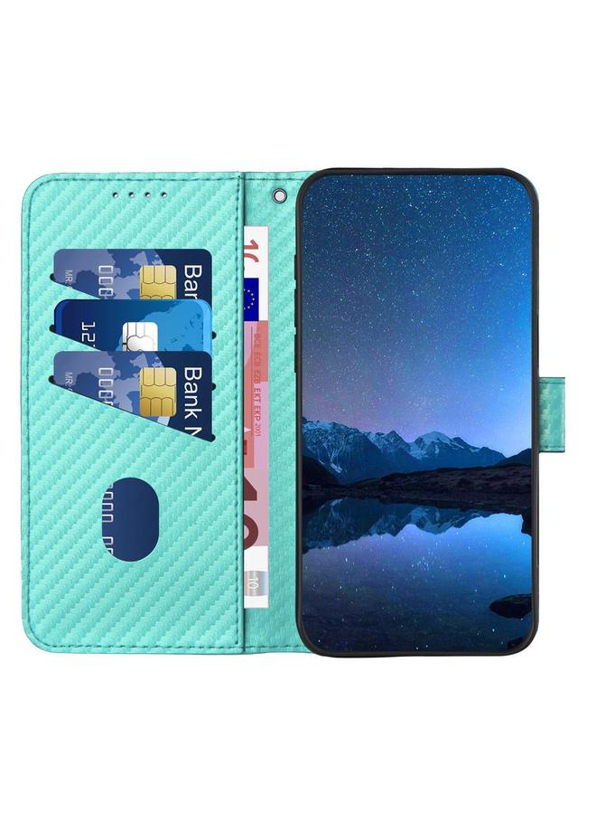 اس-توب جراب لهاتف Samsung Galaxy M33 5G Global YX0070 جراب هاتف من ألياف الكربون مع مشبك من الجلد مع حبل - Image 3