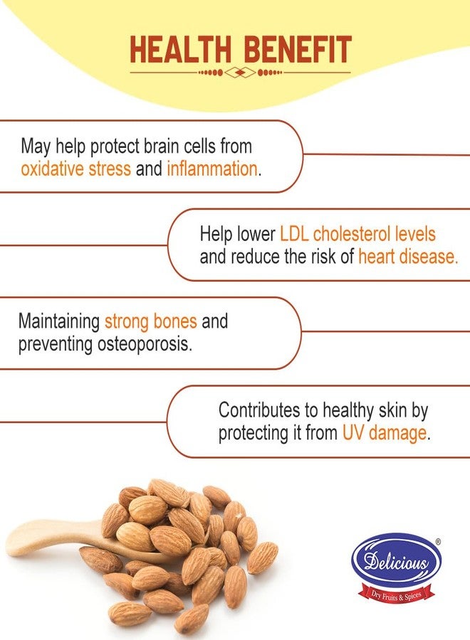 Delicious Rozana Almond | Healthy Snacks | Badam High in Fiber & Protein | Nuts and Dry Fruits | Almonds 500gm - Image 5