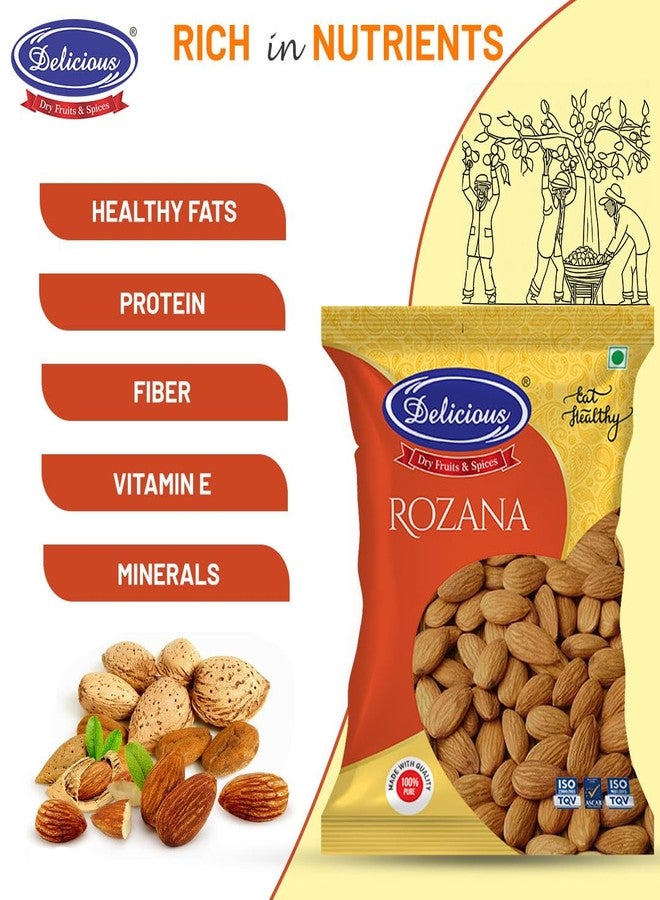 Delicious Rozana Almond | Healthy Snacks | Badam High in Fiber & Protein | Nuts and Dry Fruits | Almonds 500gm - Image 4