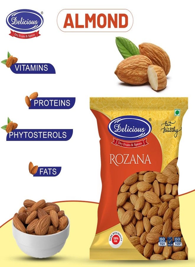 Delicious Rozana Almond | Healthy Snacks | Badam High in Fiber & Protein | Nuts and Dry Fruits | Almonds 500gm - Image 3