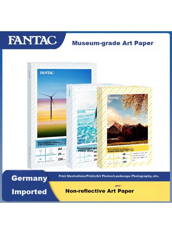 Fantac Ivory White Ilration Art Paper Photo Paper For Hand-drawn Portraits, A4 Inkjet Printing Photo Paper, Matte Cardstock For Home Use, 20 Sheets, 9895-697 - Image 1