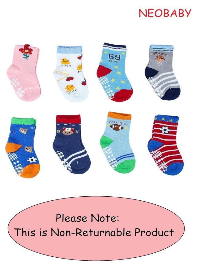 NEOBABY جوارب نيوبابي القطنية المنقطة المضادة للانزلاق للأطفال والرضع (بنين وبنات) (تصاميم متنوعة/عشوائية) متعددة الألوان - Image 3