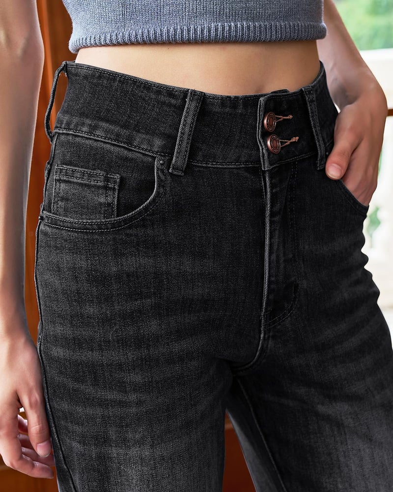 UPNET Womenâ€™s High Waisted Baggy Jeans â€“ Stretchy Wide Leg Tummy Control Straight Leg Denim Pants Trendy Jeans for Women 2025 (US, Numeric, 8, Regular, Regular, Black) - Image 4