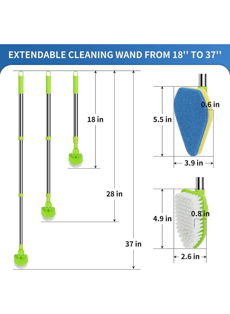 Bukela 2-in-1 Scrub Cleaning Brush,37” Extendable Handle,1 Stiff Bristle,3 Sponge Brushes - Image 5