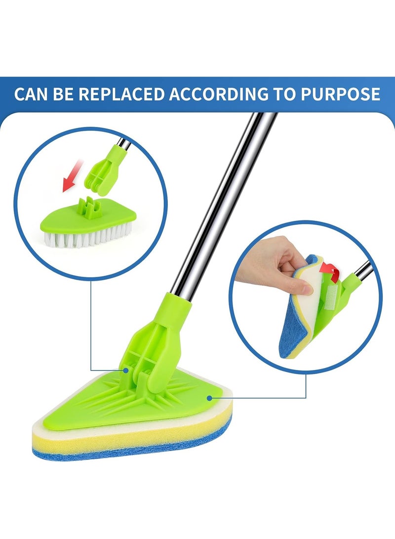 Bukela 2-in-1 Scrub Cleaning Brush,37” Extendable Handle,1 Stiff Bristle,3 Sponge Brushes - Image 2